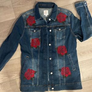 Lularoe Jaxon embroidered rose jacket